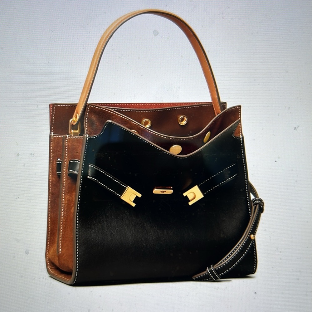 NWT TORY BURCH LEE RADIZWILL SMALL DOUBLE BLACK SHOULDER BAG